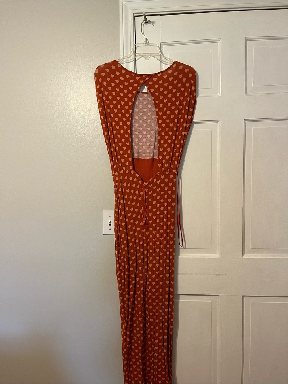 Free People Lakeside Red Heart-Print Side-Slit Maxi Dress - Picture 3 of 3